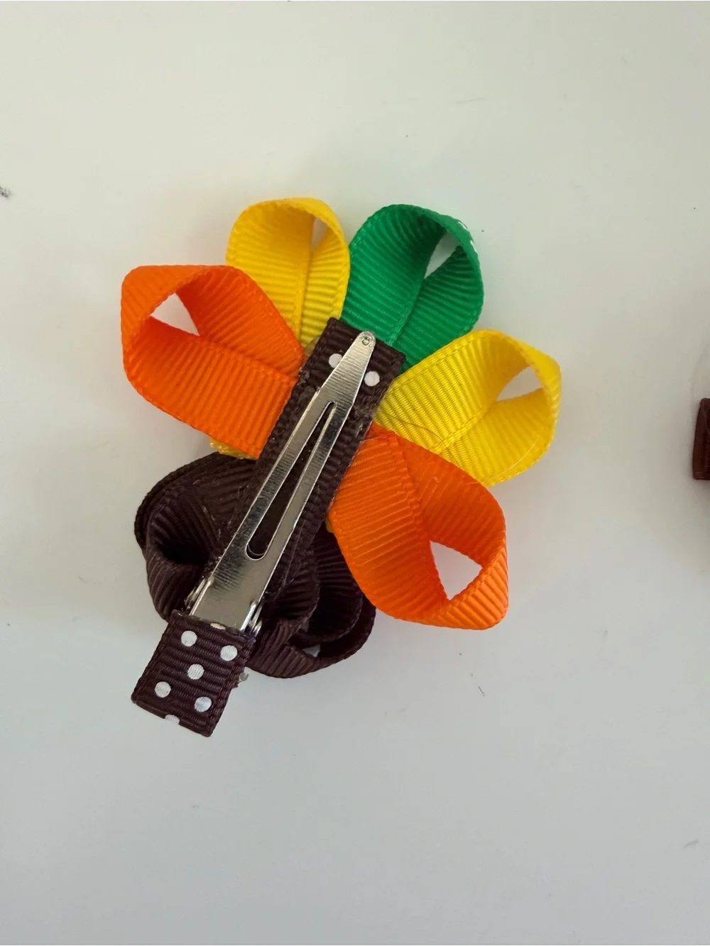 Handmade Thanksgiving Turkey Gingerbread Cookie Hair Clip Set Girls Fall Holiday